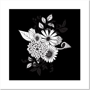 Wonderful flowers in black and white Posters and Art